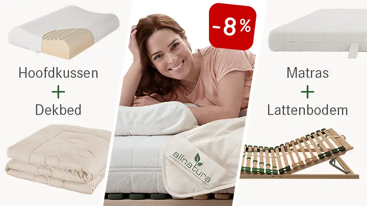 Combineer nu dekbed + kussen of matras + lattenbodem en krijg 8% korting op je hele aankoop!